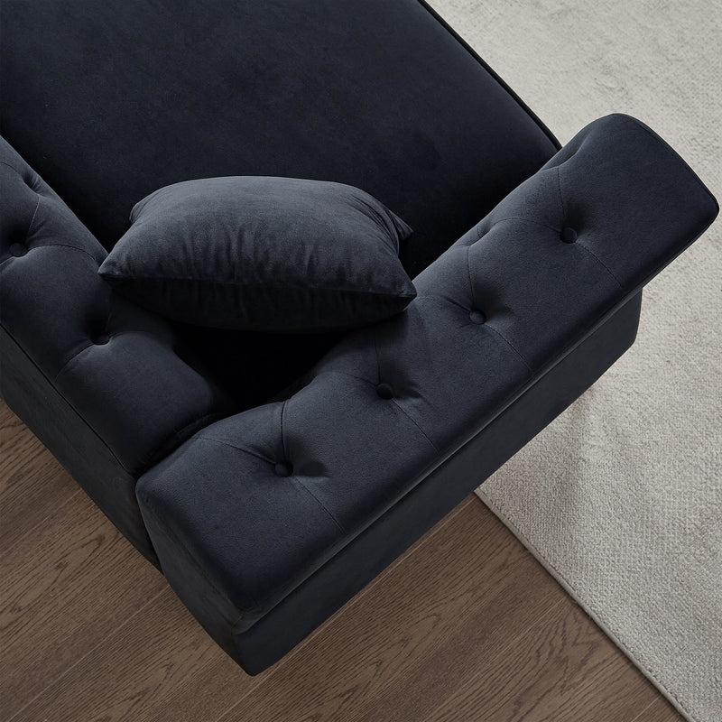 3-seater + 3-seater Combination Sofa Tufted Couch with Rolled Arms and Nailhead for Living Room, Bedroom, Office, Apartment, four pillows