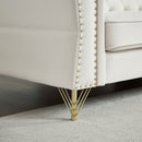 3-seater + 3-seater Combination Sofa Tufted Couch with Rolled Arms and Nailhead for Living Room, Bedroom, Office, Apartment, four pillows