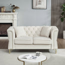 3-seater + 3-seater Combination Sofa Tufted Couch with Rolled Arms and Nailhead for Living Room, Bedroom, Office, Apartment, four pillows