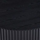 31.49" Nesting Round Wood Coffee table for Apartment, Modern Living Room Coffee Table with Sturdy Pedestal, BLACK