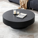 31.49" Nesting Round Wood Coffee table for Apartment, Modern Living Room Coffee Table with Sturdy Pedestal, BLACK