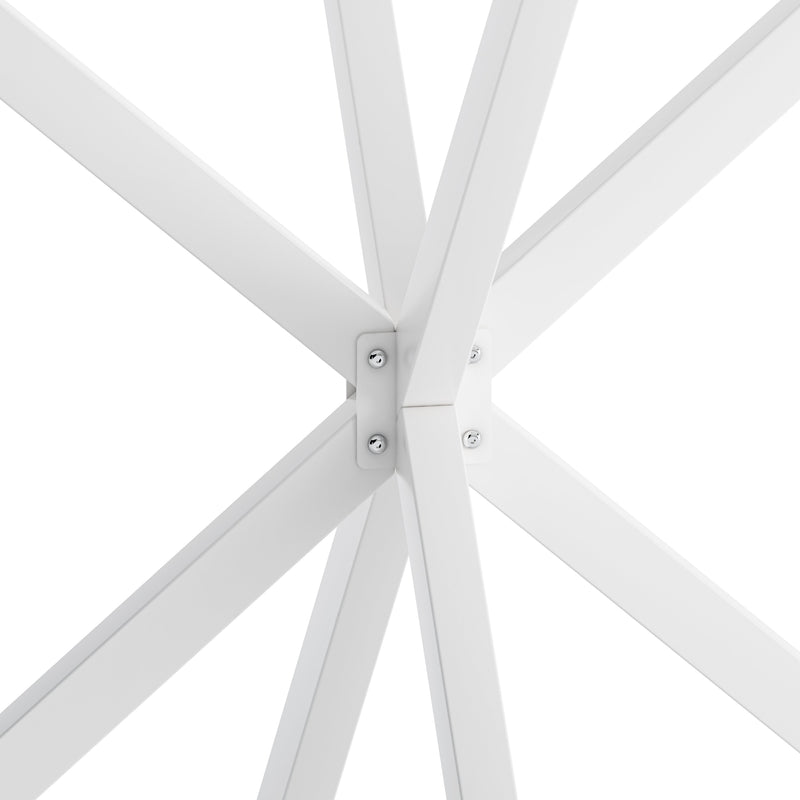 47.24" Modern Cross Leg Round Dining Table, White Top Occasional Table, Two Piece Removable Top, Matte Finish Iron Legs