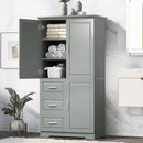 Tall and Wide Storage Cabinet with Doors for Bathroom or Office, Grey by HouseOfZazla