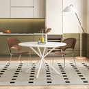 47.24" Modern Cross Leg Round Dining Table, White Top Occasional Table, Two Piece Removable Top, Matte Finish Iron Legs