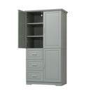 Tall and Wide Storage Cabinet with Doors for Bathroom or Office, Grey by HouseOfZazla