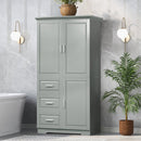Tall and Wide Storage Cabinet with Doors for Bathroom or Office, Grey by HouseOfZazla