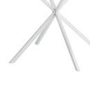 47.24" Modern Cross Leg Round Dining Table, White Top Occasional Table, Two Piece Removable Top, Matte Finish Iron Legs