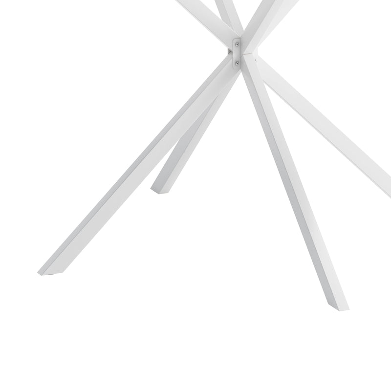 47.24" Modern Cross Leg Round Dining Table, White Top Occasional Table, Two Piece Removable Top, Matte Finish Iron Legs