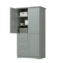 Tall and Wide Storage Cabinet with Doors for Bathroom or Office, Grey by HouseOfZazla