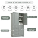 Tall and Wide Storage Cabinet with Doors for Bathroom or Office, Grey by HouseOfZazla