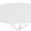 47.24" Modern Cross Leg Round Dining Table, White Top Occasional Table, Two Piece Removable Top, Matte Finish Iron Legs