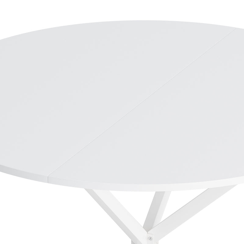 47.24" Modern Cross Leg Round Dining Table, White Top Occasional Table, Two Piece Removable Top, Matte Finish Iron Legs