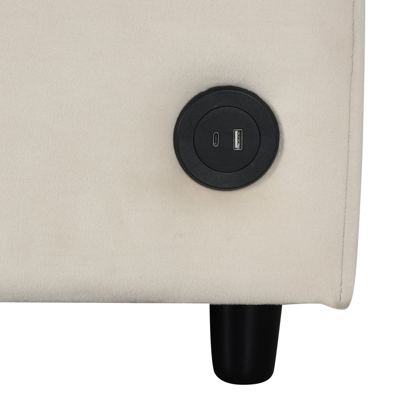 57.4" Pull Out Sofa Bed,Sleeper Sofa Bed with Premium Twin Size Mattress Pad,2-in-1 Pull Out Couch Bed with Two USB Ports for Living Room,Small Apartment, Beige