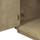 3-Door Large Storage Retro Sideboard with Adjustable Shelves and Black Handles for Kitchen, Dining Room and Living Room (Antique Natural)