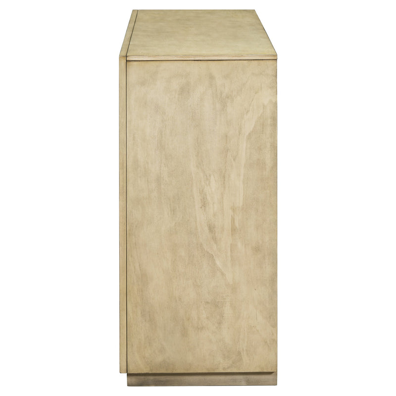 3-Door Large Storage Retro Sideboard with Adjustable Shelves and Black Handles for Kitchen, Dining Room and Living Room (Antique Natural)