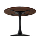 42.13"Modern Round Dining Table,Four Patchwork Tabletops with Brown Oak Color Solid Wood Veneer Table Top,Metal Base Dining Table, End Table Leisure Coffee Table