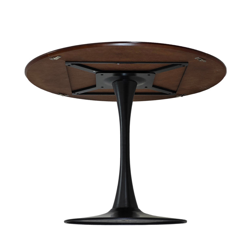 42.13"Modern Round Dining Table,Four Patchwork Tabletops with Brown Oak Color Solid Wood Veneer Table Top,Metal Base Dining Table, End Table Leisure Coffee Table