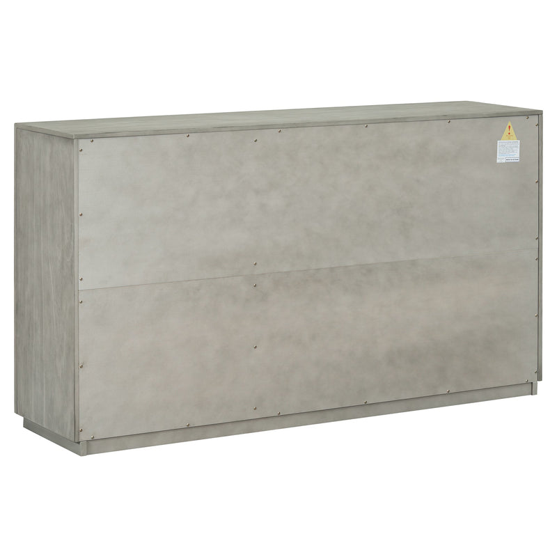 3-Door Large Storage Retro Sideboard with Adjustable Shelves and Black Handles for Kitchen, Dining Room and Living Room (Antique Gray)