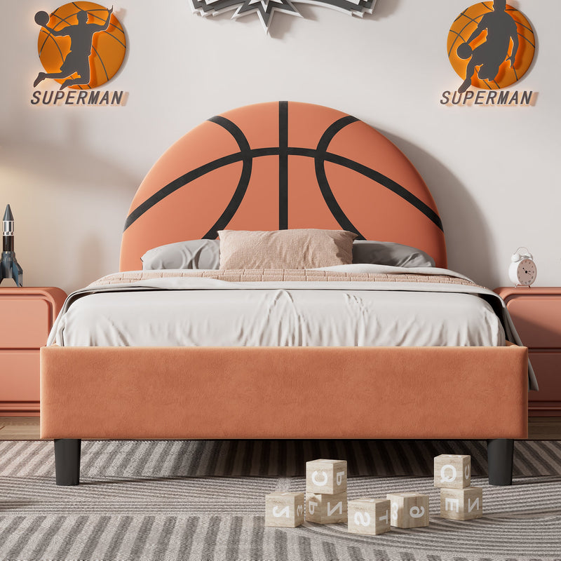 Walker Edison | Basketball Upholstered Twin Platform Bed