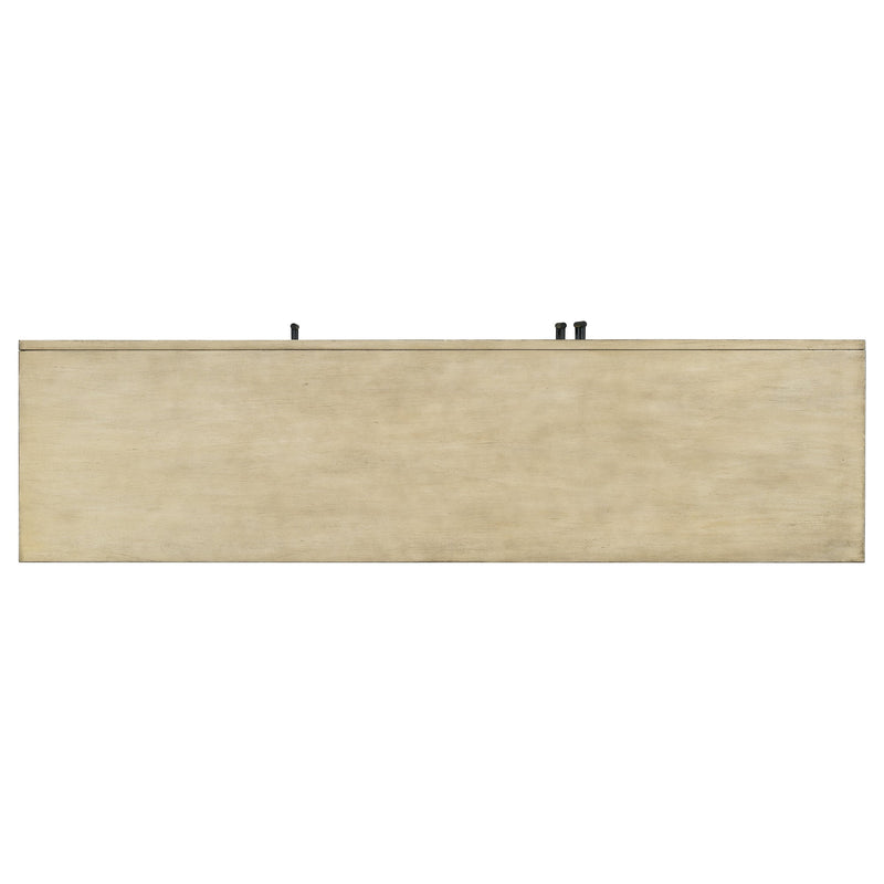 3-Door Large Storage Retro Sideboard with Adjustable Shelves and Black Handles for Kitchen, Dining Room and Living Room (Antique Natural)