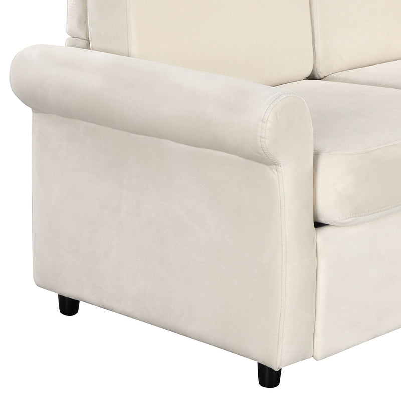 57.4" Pull Out Sofa Bed,Sleeper Sofa Bed with Premium Twin Size Mattress Pad,2-in-1 Pull Out Couch Bed with Two USB Ports for Living Room,Small Apartment, Beige