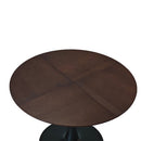 42.13"Modern Round Dining Table,Four Patchwork Tabletops with Brown Oak Color Solid Wood Veneer Table Top,Metal Base Dining Table, End Table Leisure Coffee Table
