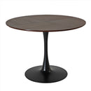 42.13"Modern Round Dining Table,Four Patchwork Tabletops with Brown Oak Color Solid Wood Veneer Table Top,Metal Base Dining Table, End Table Leisure Coffee Table