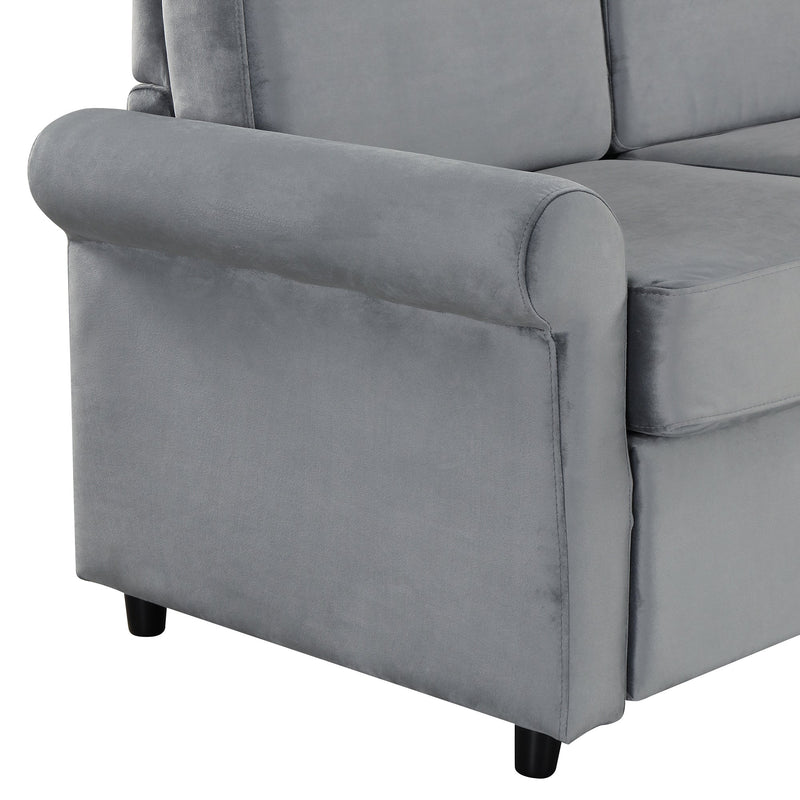 57.4" Pull Out Sofa Bed,Sleeper Sofa Bed with Premium Twin Size Mattress Pad,2-in-1 Pull Out Couch Bed with Two USB Ports for Living Room,Small Apartment, Gray