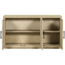 3-Door Large Storage Retro Sideboard with Adjustable Shelves and Black Handles for Kitchen, Dining Room and Living Room (Antique Natural)