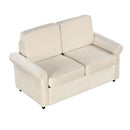 57.4" Pull Out Sofa Bed,Sleeper Sofa Bed with Premium Twin Size Mattress Pad,2-in-1 Pull Out Couch Bed with Two USB Ports for Living Room,Small Apartment, Beige