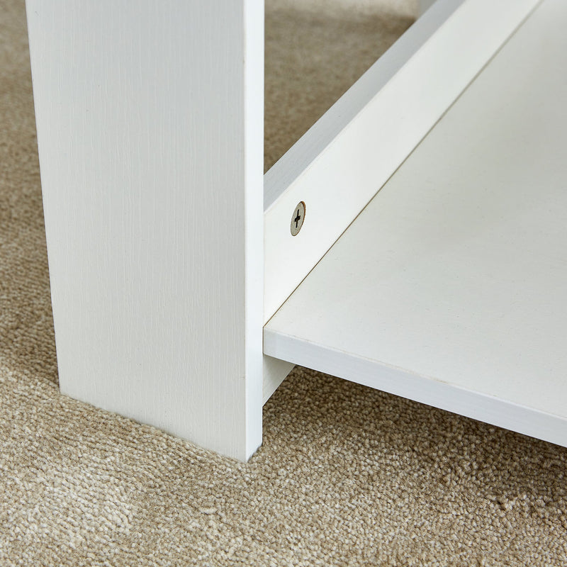 A modern and minimalist white double layered rectangular coffee table and coffee table. MDF material is more durable and suitable for living rooms, bedrooms, and study rooms. 19.6 "x35.4"x16.5 "CT-16