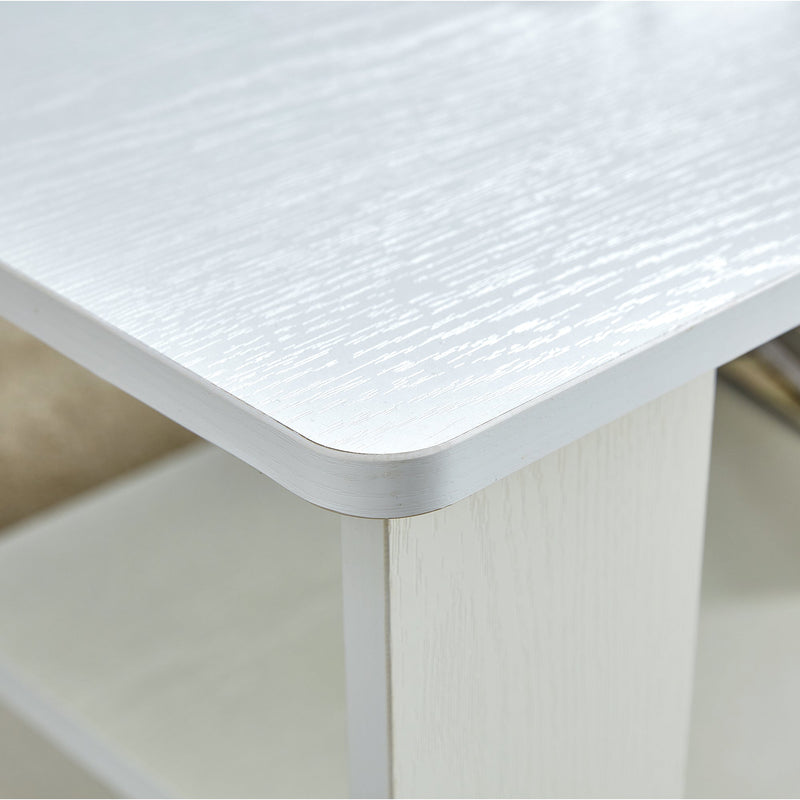 A modern and practical white coffee table and coffee table. The double layered coffee table is made of MDF material,. Suitable for living room, bedroom, and study.43.3"x21.6"x16.5" CT-16