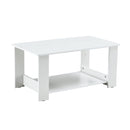 A modern and minimalist white double layered rectangular coffee table and coffee table. MDF material is more durable and suitable for living rooms, bedrooms, and study rooms. 19.6 "x35.4"x16.5 "CT-16