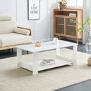 A modern and practical white coffee table and coffee table. The double layered coffee table is made of MDF material,. Suitable for living room, bedroom, and study.43.3"x21.6"x16.5" CT-16