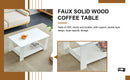 A modern and minimalist white double layered rectangular coffee table and coffee table. MDF material is more durable and suitable for living rooms, bedrooms, and study rooms. 19.6 "x35.4"x16.5 "CT-16