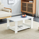 A modern and minimalist white double layered rectangular coffee table and coffee table. MDF material is more durable and suitable for living rooms, bedrooms, and study rooms. 19.6 "x35.4"x16.5 "CT-16