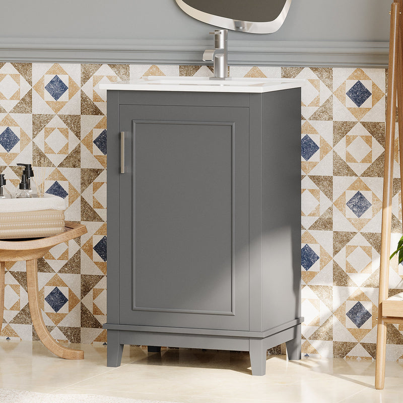 20 Inch Modern Small Bathroom Vanity Cabinet With Ceramic Basin, photo 3 of 10