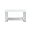 A modern and minimalist white double layered rectangular coffee table and coffee table. MDF material is more durable and suitable for living rooms, bedrooms, and study rooms. 19.6 "x35.4"x16.5 "CT-16