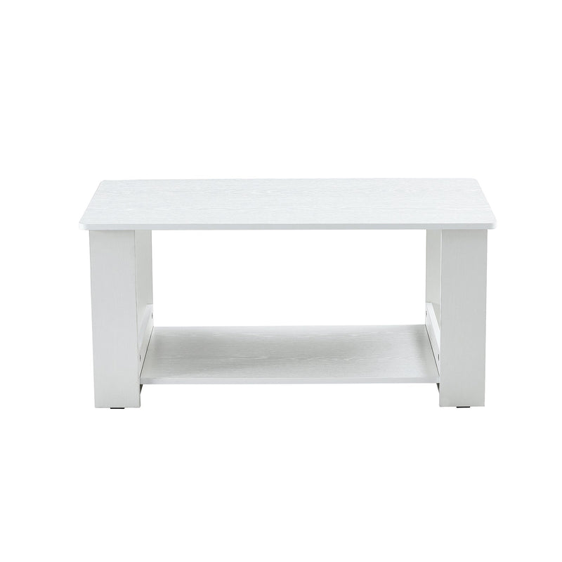 A modern and minimalist white double layered rectangular coffee table and coffee table. MDF material is more durable and suitable for living rooms, bedrooms, and study rooms. 19.6 "x35.4"x16.5 "CT-16