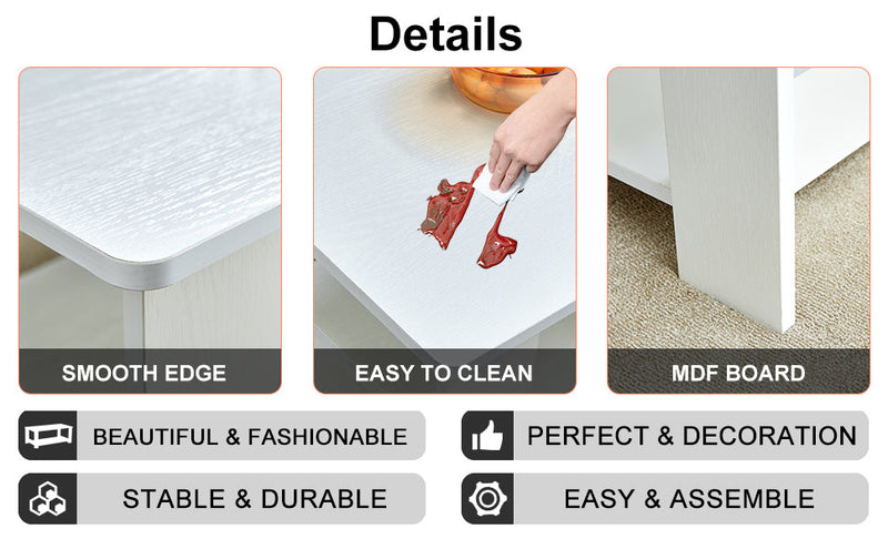 A modern and minimalist white double layered rectangular coffee table and coffee table. MDF material is more durable and suitable for living rooms, bedrooms, and study rooms. 19.6 "x35.4"x16.5 "CT-16