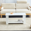 A modern and minimalist white double layered rectangular coffee table and coffee table. MDF material is more durable and suitable for living rooms, bedrooms, and study rooms. 19.6 "x35.4"x16.5 "CT-16