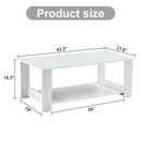 A modern and practical white coffee table and coffee table. The double layered coffee table is made of MDF material,. Suitable for living room, bedroom, and study.43.3"x21.6"x16.5" CT-16