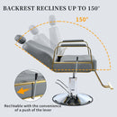 Premium Reclining barber Chair Salon Chair for Hair Stylist with Heavy Duty Hydraulic Pump, 360 Rotation, Tattoo Chair Shampoo Beauty Salon Equipment, Max Load Weight 400 Lbs, Gray