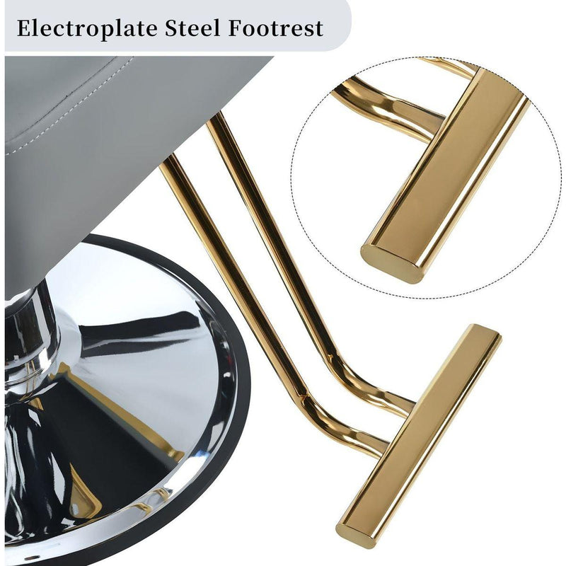 Premium Reclining barber Chair Salon Chair for Hair Stylist with Heavy Duty Hydraulic Pump, 360 Rotation, Tattoo Chair Shampoo Beauty Salon Equipment, Max Load Weight 400 Lbs, Gray