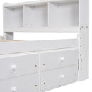 Full Bed with Bookcase Headboard, Under Bed Storage Drawers and Bed End Storage Case
