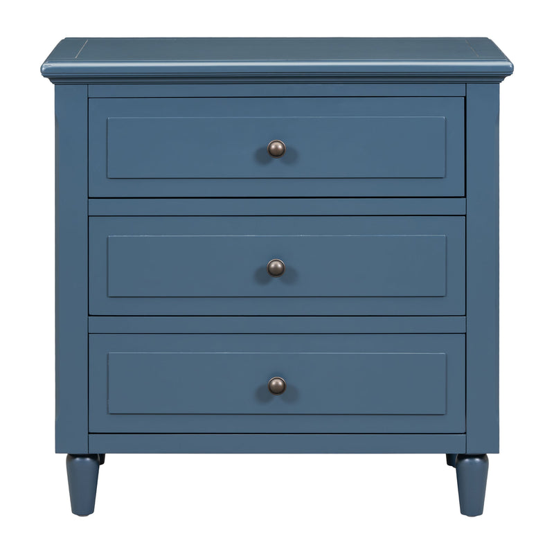 3-Drawer Nightstand Storage Wood Cabinet