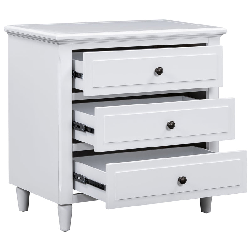 3-Drawer Nightstand Storage Wood Cabinet