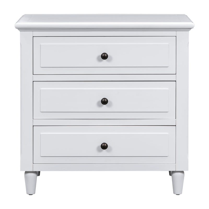 3-Drawer Nightstand Storage Wood Cabinet