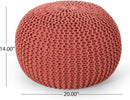 Poona Handcrafted Modern Cotton Pouf, Coral