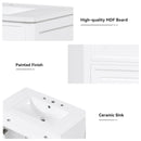 30" Bathroom Vanity with Sink Top, Bathroom Vanity Cabinet with Door and Two Drawers, MDF Boards, Solid Wood, One Package, White